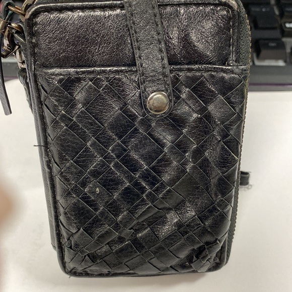 Elliott Lucca Leather Wristlet Wallet Leather Black Braided Zip Around ID Holder - Picture 4 of 9